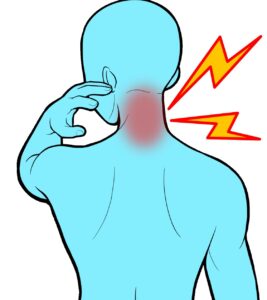 首を痛めている人