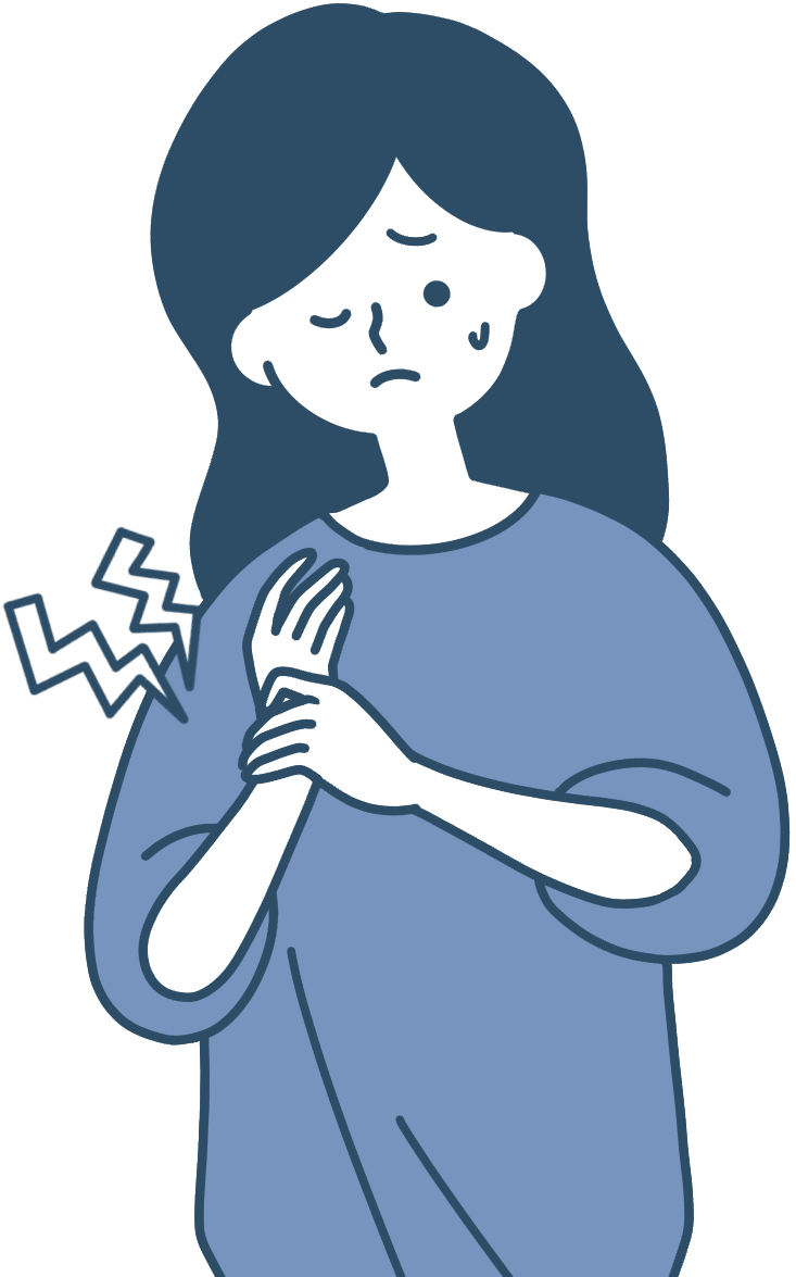 手と指をを痛める女性